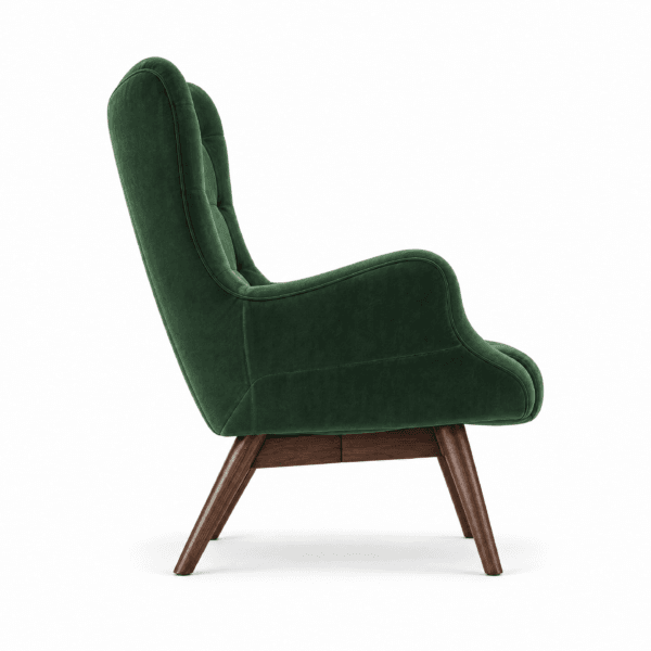 The Armchair No. 8 aus grünem Samt mit Beinen aus Massivbuche — handgefertigte Möbel von EWAcompany