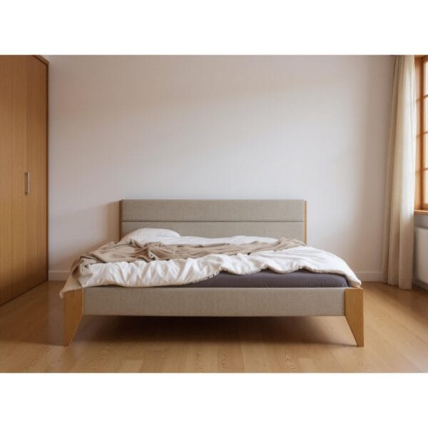 The Bed No. 1, Beech, front view - handcrafted furniture by EWAcompany