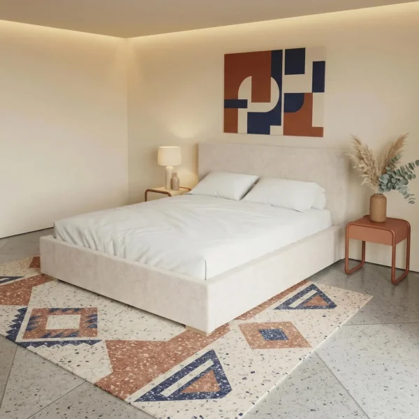 Made-to-order upholstered bed by EWAcompany
