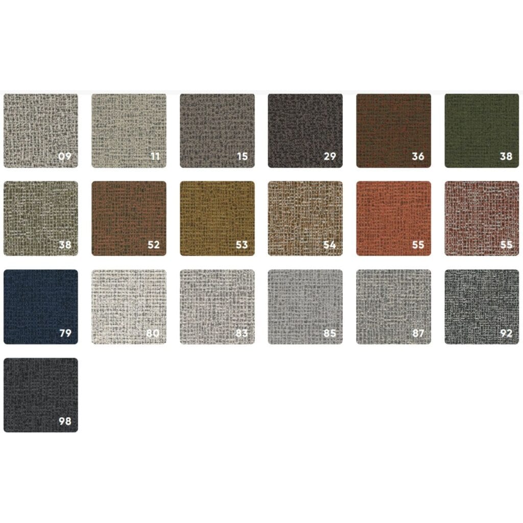 Coco chenille fabric samples in available colours