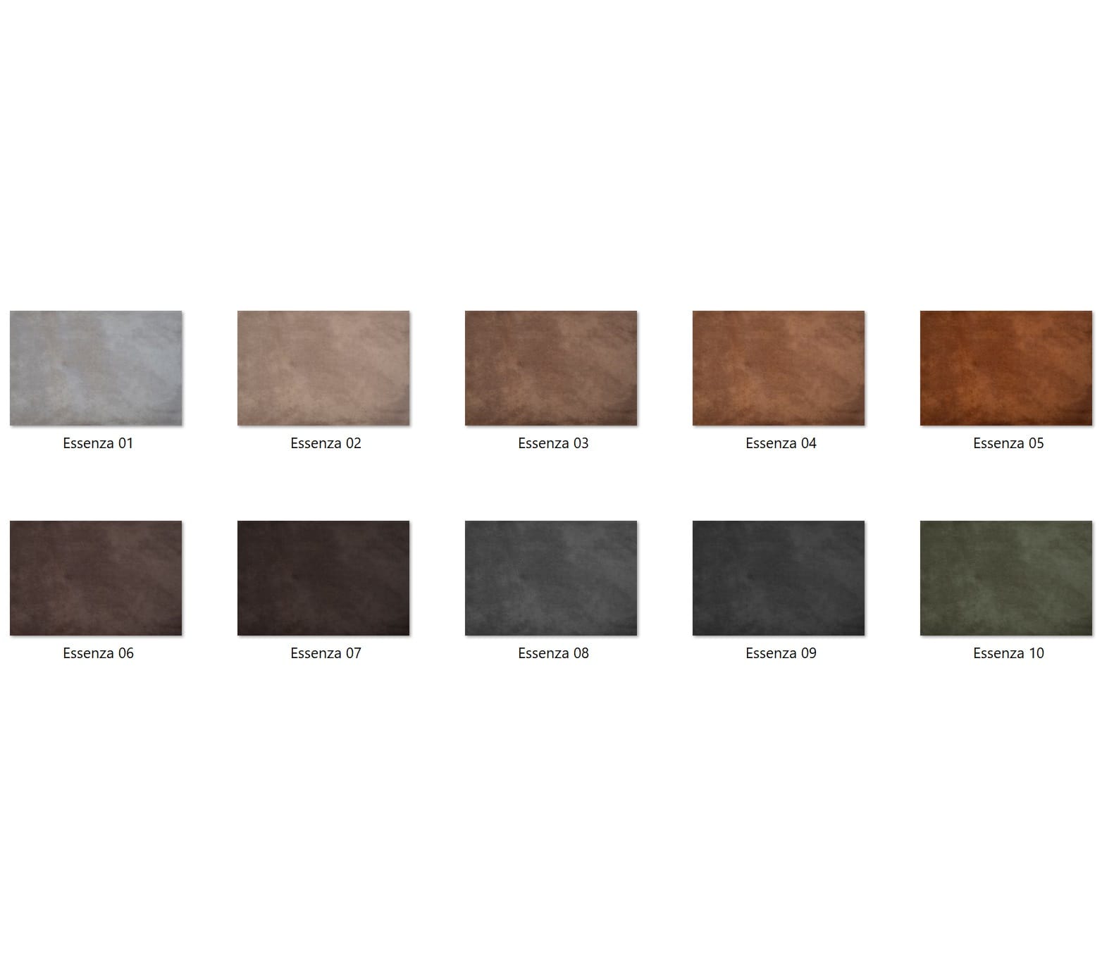 Essenza leather upholstery colours ES-01 to ES-10 for a solid oak armchair