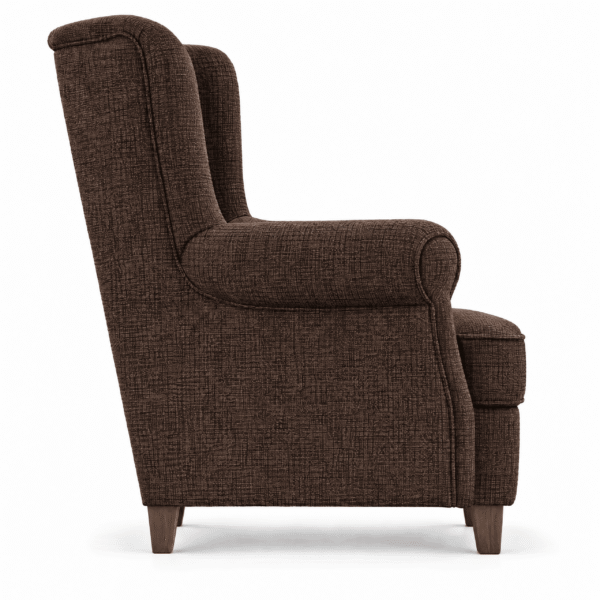The Armchair No. 10 mit grüner Polsterung und passendem Hocker, Seitenansicht — handgefertigte Möbel von EWAcompany