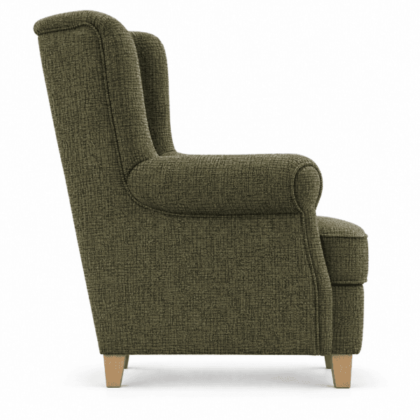 The Armchair No. 10 mit grüner Polsterung, Seitenansicht — handgefertigte Möbel von EWAcompany
