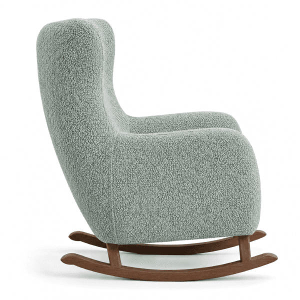 The Rocking Chair No. 5R in Catch Me CM-13 Mint Chenille, Beize in Nussbaum — handgefertigte Möbel von EWAcompany